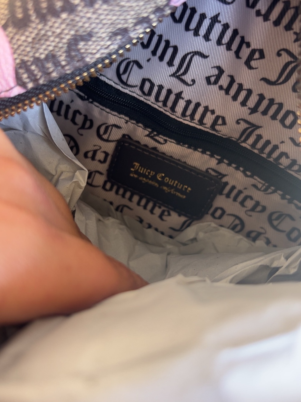 Juicy Couture Brown Monogram Backpack with Pink Bow Accents - Picture 5 of 7